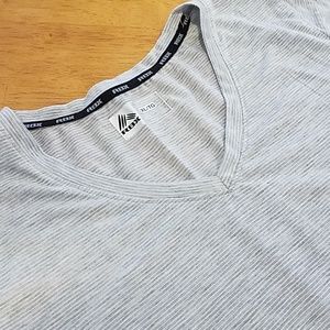 RBX XL, White and Gray Pinstripe V Neck Tee